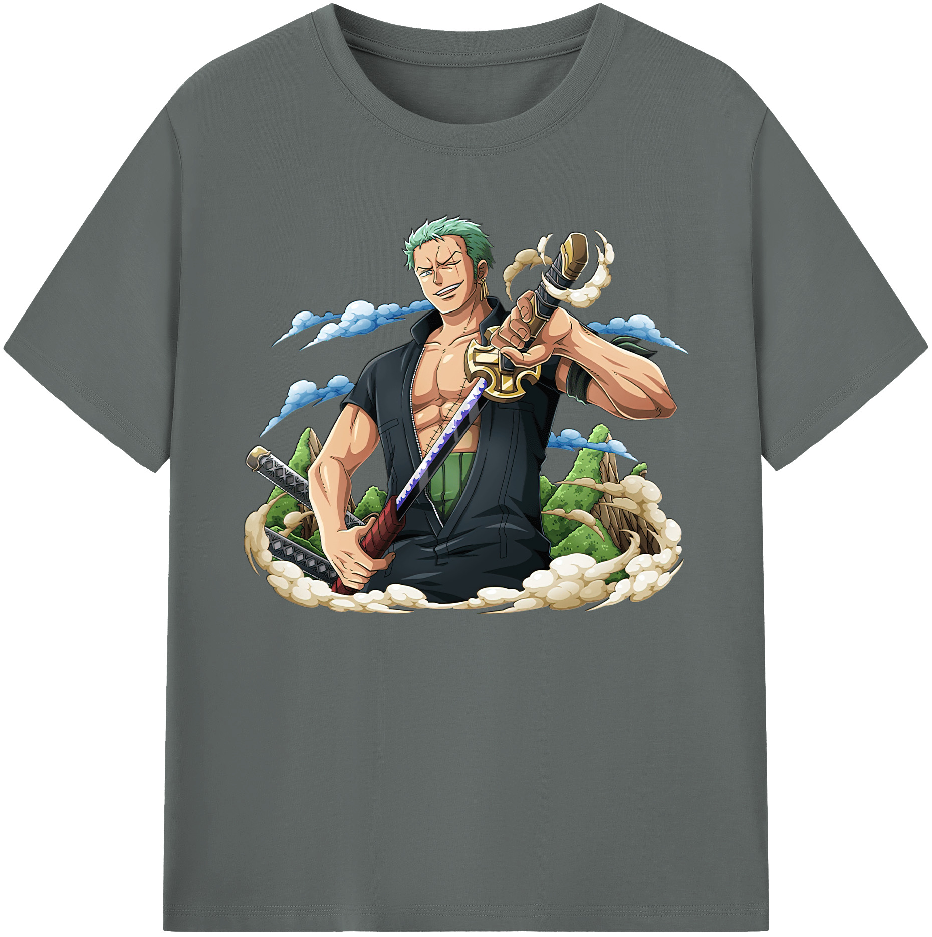 ワンピース ロロノア・ゾロ ONE PIECE Roronoa Zoro 綿100％ メンズ半袖Tシャツ｜肌触りやわらか＆通気性